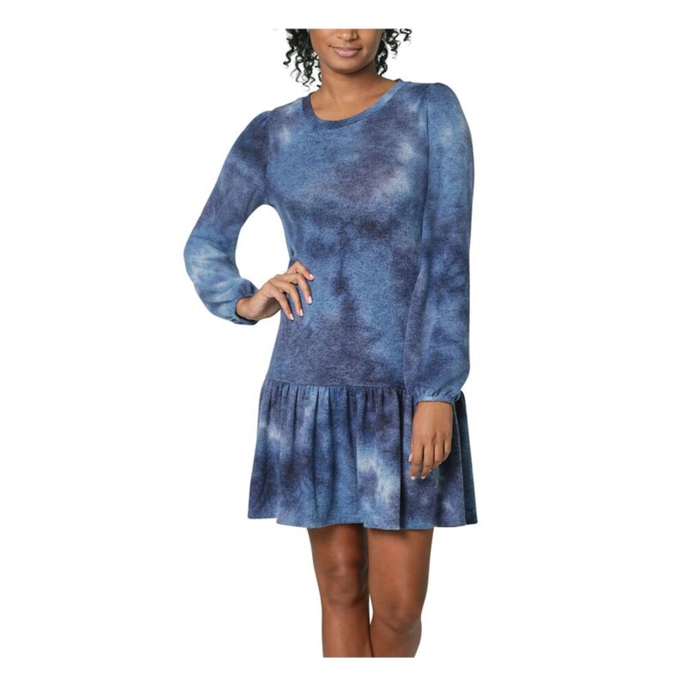 ULTRA FLIRT Womens Long Sleeve Crew Neck Above The Knee Drop Waist Dress